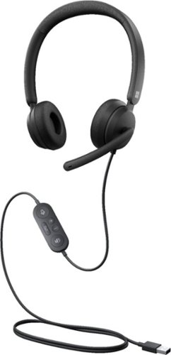 Microsoft - Modern USB Headset - Wired, On-Ear Headphones, Noise-Cancelling Microphone, In-Line Controls, for Teams & Zoom - Black