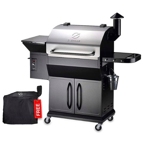 Z GRILLS - 1000E Wood Pellet Grill and Smoker with Cabinet Storage - Stainless Steel