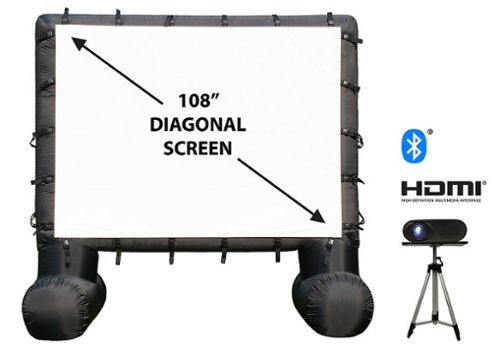 Total HomeFX - 1500 Outdoor Theater Kit with 108" Inflatable Screen and Projector Stand - Black