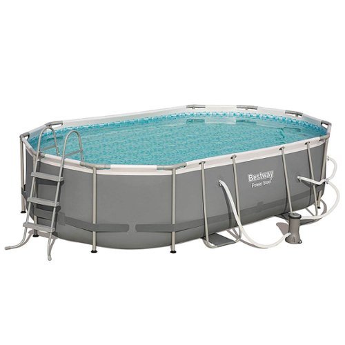 Bestway - Above Ground Frame Swimming Pool Set w/ Pump - Gray-Front_Standard 