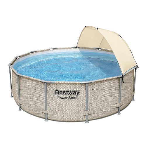 Bestway - Power Steel Frame Above Ground Pool Set with Canopy - Tan