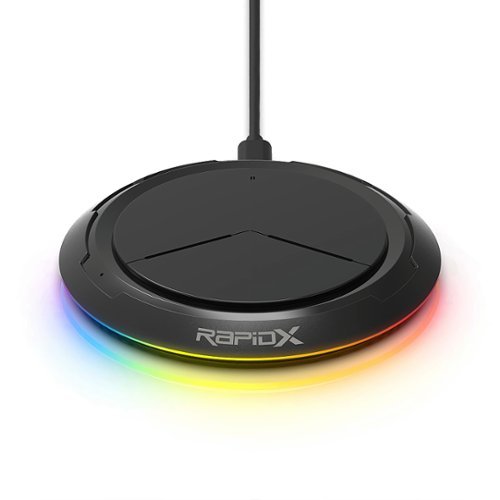 RapidX - Prismo RGB 10W Qi Certified Wireless Charging Pad for Android/iPhone/AirPods - Black