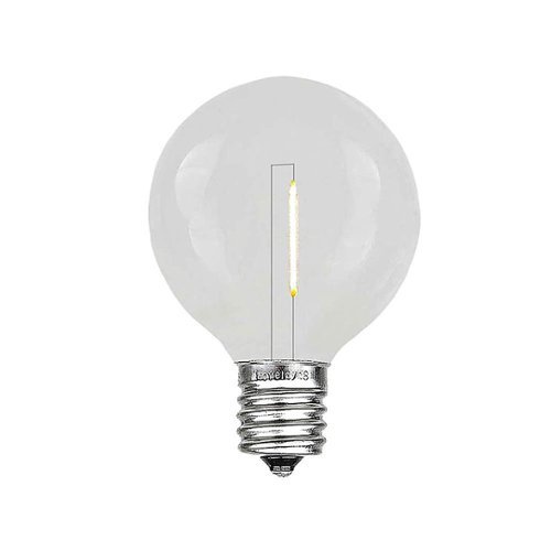 Novelty Lights - Warm White LED G50 Plastic Filament LED Globe Bulbs - 25 Pack - Warm White