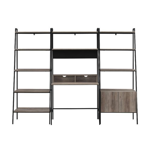 

Walker Edison - 3 Piece Metal & Wood Ladder Home Office Set - Grey Wash
