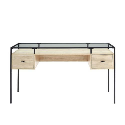 

Walker Edison - 56” Industrial 2 Tier Glass Top Writing Desk - Birch
