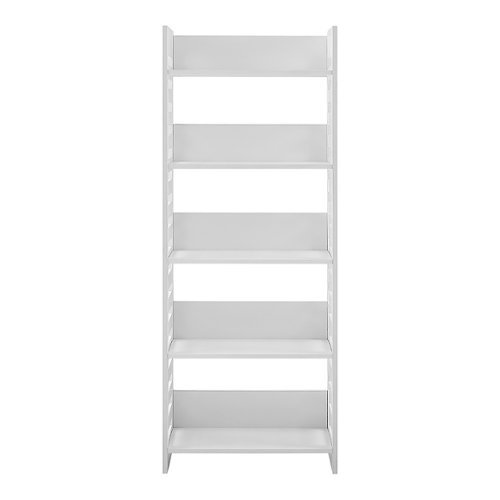 Walker Edison - 64” Modern Slat Side 5 Shelf Bookcase - Solid white