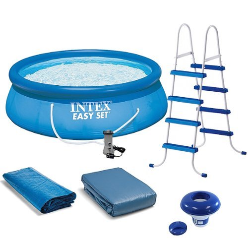 Intex - 15' x 4’ Inflatable Pool, Ladder, Pump and Hydrotools Chlorine Dispenser
