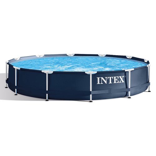 Intex - 12' x 30" Metal Frame Round Above Ground Swimming Pool with Pump