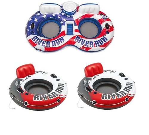 Intex - American Flag 2 Person Float w/ River Run 53 Inch Tube, Red - Multi
