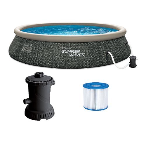 Summer Waves - 15ft x 36in Quick Set Ring Above Ground Pool, Herringbone - Gray