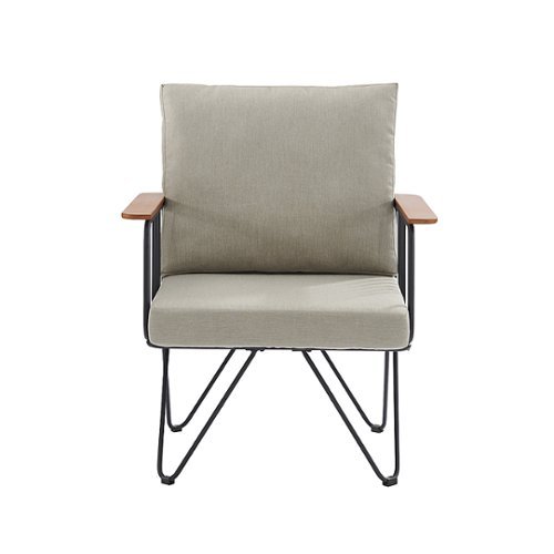 Walker Edison - Modern Hairpin Patio Chair with Cushions - Sandstone