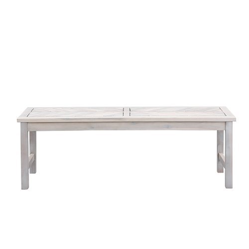 Walker Edison - Patio Outdoor Windsor Acacia Wood Dining Bench - White wash