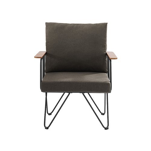 Walker Edison - Modern Hairpin Leg Patio Chair with Cushions - Clove brown