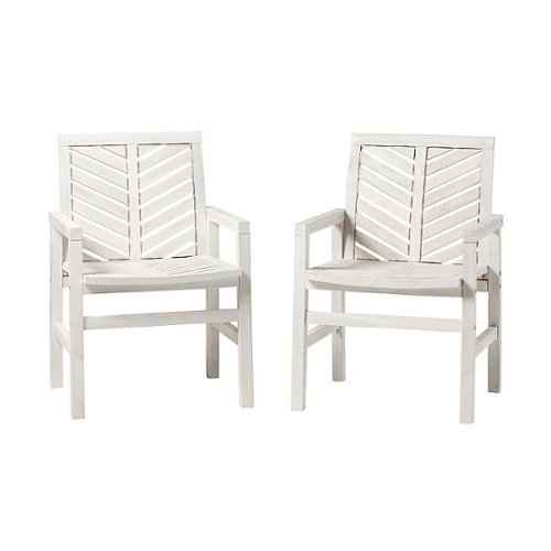 Walker Edison - Windsor Acacia Wood Patio Chairs, Set of 2 - White wash