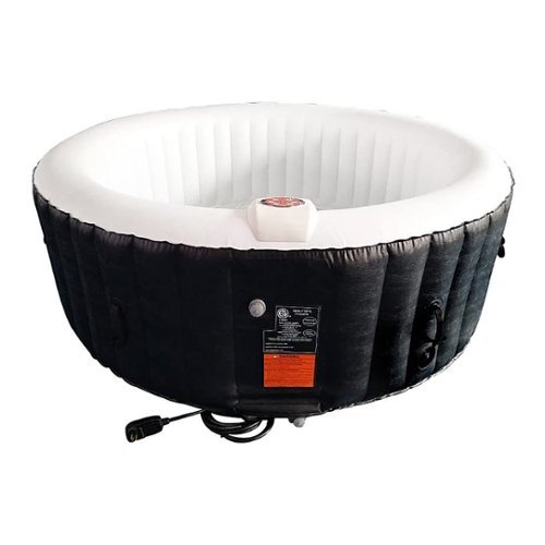 Aleko - 265 Gallon 6 Person Round Inflatable Jetted Hot Tub w/ Fitted Cover - Black-Front_Standard 