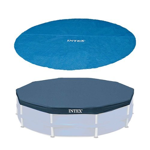 Intex - 15 Foot Round Debris Cover and Vinyl Solar Cover for Above Ground Pools