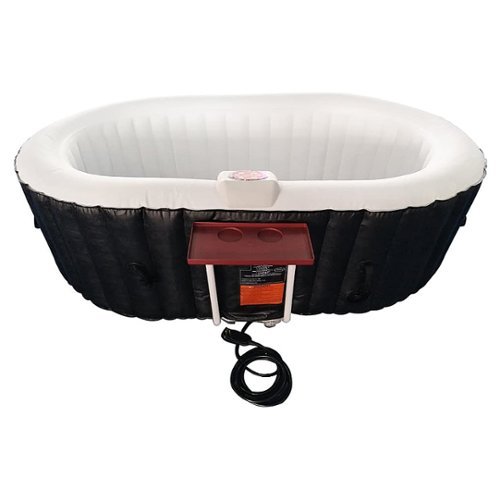 Aleko - 145 Gallon 2 Person Oval Inflatable Jetted Hot Tub w/ Fitted Cover - Black-Front_Standard 