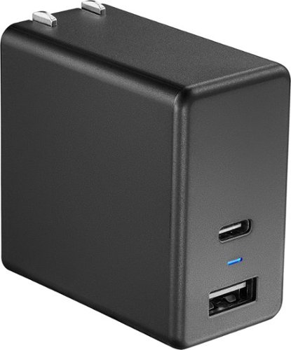 Insignia™ - 67.5 W 6.6' USB-C Wall Charger with 1 USB-C & 1 USB Ports - Black-Front_Standard