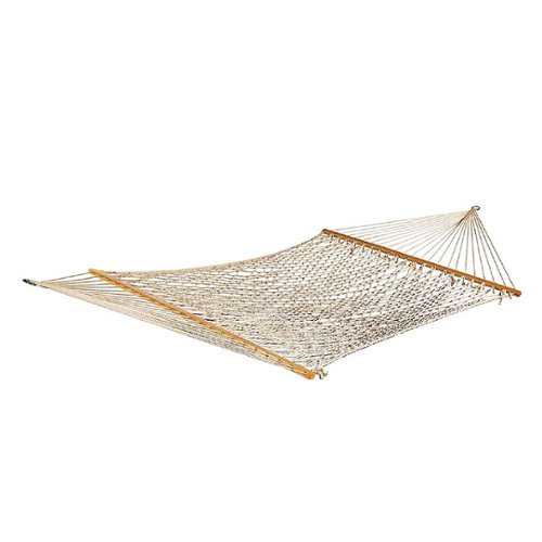 Bliss Hammocks 60" Wide Cotton Rope Hammock w/ Spreader Bar, & Hanging Hardware| Indoor, Outdoor, Poolside, Patio, Backyard, Eco-Friendly Polyester, 450 Lbs Capacity - Natural