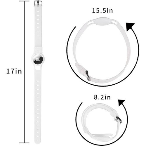 SaharaCase Silicone Dog Standard Collar with Apple AirTag slot - 10-in to 14-in Neck - White GLOBAL SHIPPING