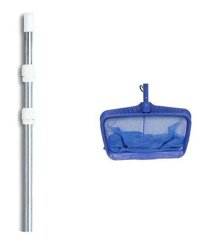 Swimline - Swimming Pool Deep Bag Leaf Rake Net w/ 4-12' Telescopic Pole