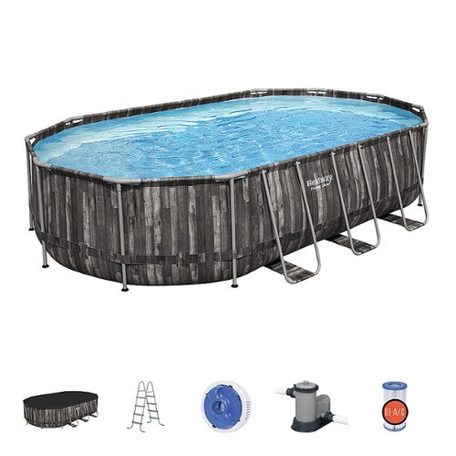 Bestway - Above Ground Oval Pool Set w/ Accessory Kit - Brown -Front_Standard 
