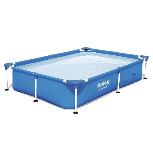 Bestway - Steel Pro 7.25 x 4.9 x 1.4 Ft Rectangular Above Ground Kids Swimming Pool - Blue