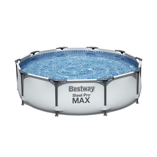 Bestway - 10' x 30" Steel Pro Frame Max Round Above Ground Swimming Pool with Pump - Gray