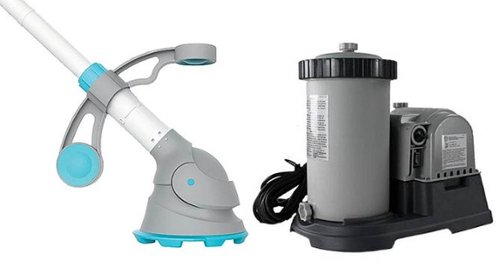 Intex - 2500 GPH Above Ground Swimming Pool Cartridge Filter Pump System and Krill Automatic Pool Vacuum for Above Ground Pools
