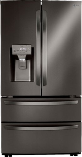 LG - 22 Cu. Ft. 4-Door French Door Counter-Depth Smart Refrigerator with External Tall Ice and Water - Black stainless steel