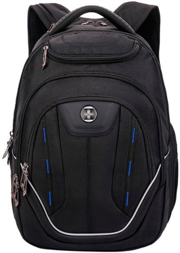 Swissdigital Design - Terabyte TSA-friendly Backpack with USB Charging port/RFID protection and fits up to 15.6" laptop - Black