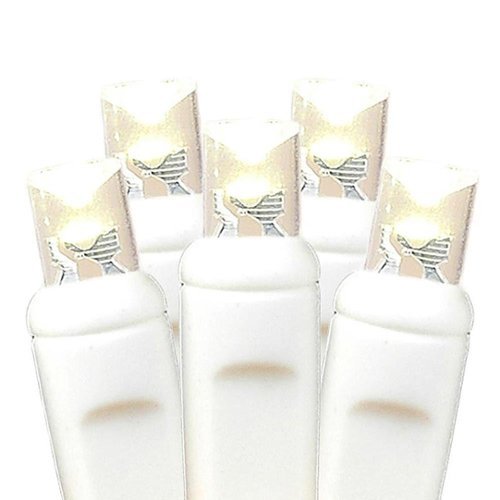 Novelty Lights - Commercial Grade Wide Angle 100 LED Warm White on White Wire 50' Long - Warm White