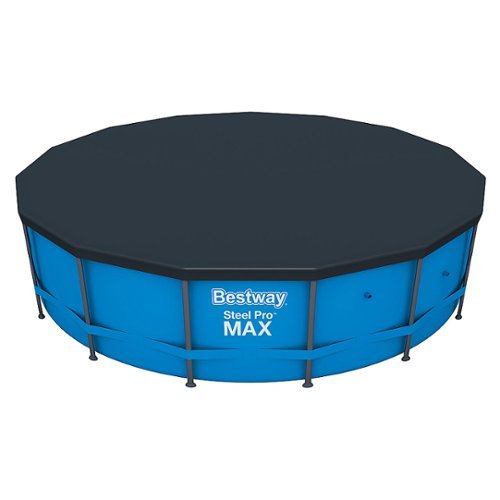 Bestway - 15 Foot Round Steel Pro MAXTM Above Ground Swimming Pool Cover - Black-Front_Standard 