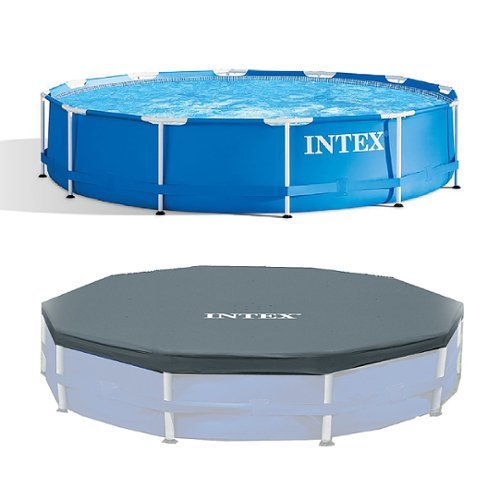 Above Ground Pool & Intex 12 Foot Round Pool Cover - Gray