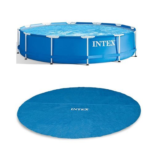 Intex - Easy Set and Metal Frame Pool w/ Solar Cover Tarp