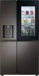 LG - 27 Cu. Ft. Side-by-Side Smart Refrigerator with Craft Ice - Black stainless steel - Front_Standard