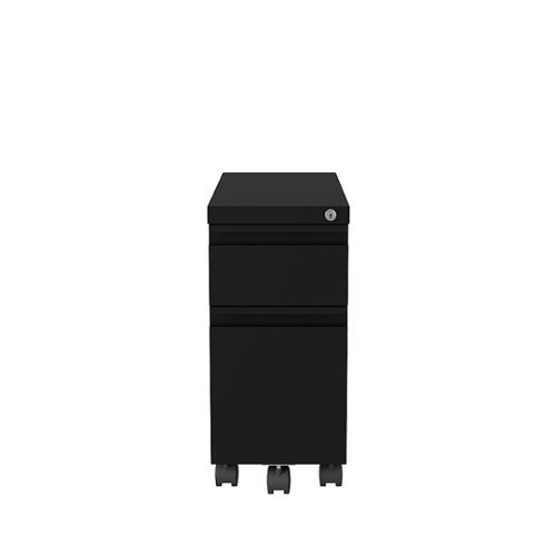 Hirsh 20-inch Deep Mobile Zip Pedestal 2-Drawer Box-File with Full Width Pull, Black - Black