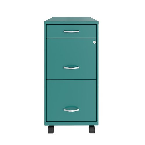Space Solutions - 18" Deep 3 Drawer Mobile Metal File Cabinet with Pencil Drawer - Teal