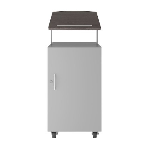 Hirsh - Mobile Locking Podium for Classroom or Office - Arctic Silver - Weathered Charcoal