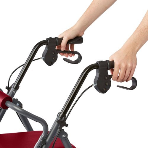 

Medline - Sturdy Rollator Walker with Seat and 6" Wheels, with Microban Antimicrobial Protection, Black - Red