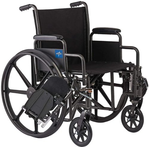 

Medline - Steel Wheelchair with Elevating Leg Rests, Flip-Back Desk-Length Arms, 16-Inch Wide Seat - Black
