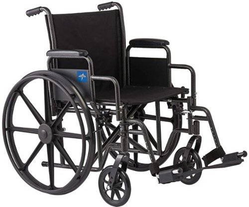 

Medline - Strong and Sturdy Wheelchair with Desk-Length Arms and Swing-Away Leg Rests for Easy Transfers, 16” Seat - Black