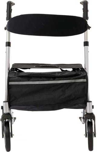 

Medline - Euro Style Rolling Walker with Seat, Folds Easily, Large 8" Wheels, Adjustable Height and Storage Bag - Silver