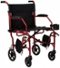 Medline - Ultralight Transport Wheelchair with 19” Seat, Folding Transport Chair with Permanent Desk-Length Arms - Red-Front_Standard