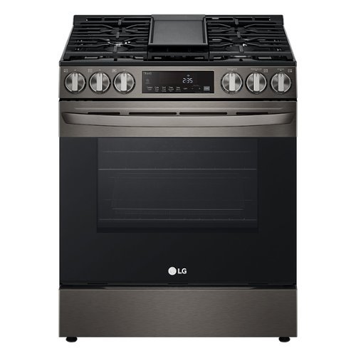 LG - 5.8 Cu Ft Freestanding Single Gas Convection Range with Air Fry and Easy Clean - Black stainless steel