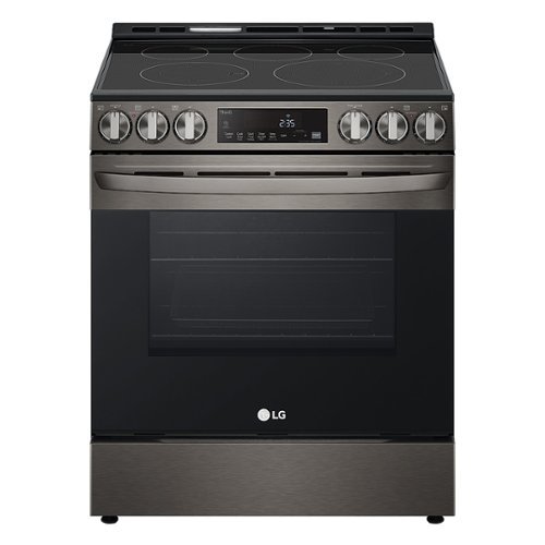 LG - 6.3 cu ft Electric Slide In Range with Air Fry and Smart Wi-Fi Enabled - Black stainless steel