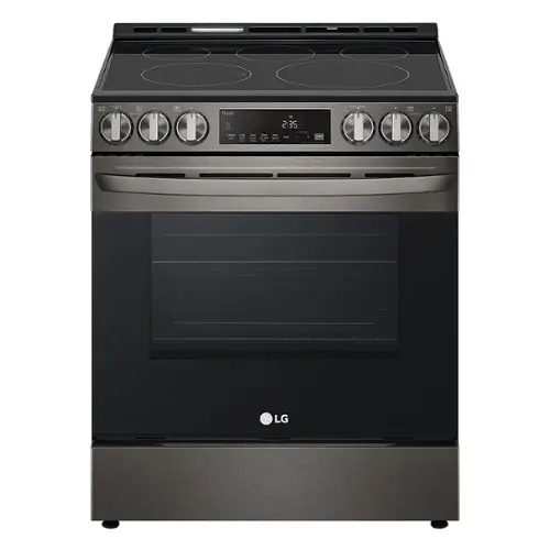 Front. LG - 6.3 Cu. Ft. Smart Slide-In Electric True Convection Range with EasyClean and AirFry - PrintProof Black Stainless Steel.