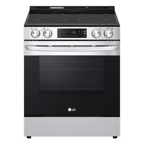 Front. LG - 6.3 Cu. Ft. Slide-In Electric Range with EasyClean and ThinQ Technology - PrintProof Stainless Steel.