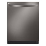 LG - 24" Top Control Smart Built-In Stainless Steel Tub Dishwasher with 3rd Rack, QuadWash and 46dba - Black stainless steel - Front_Standard