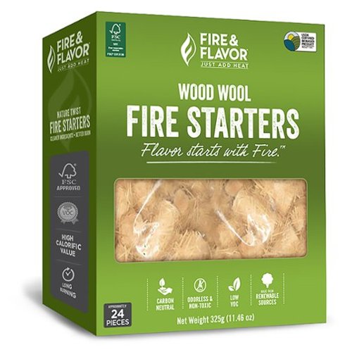 Fire & Flavor - Wood Wool Fire Starters, 24 Pieces - Brown